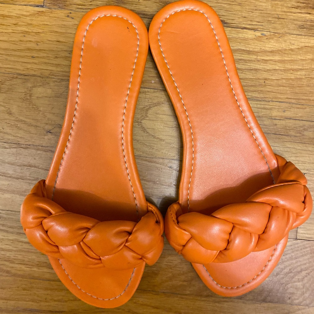 Orange braided slides